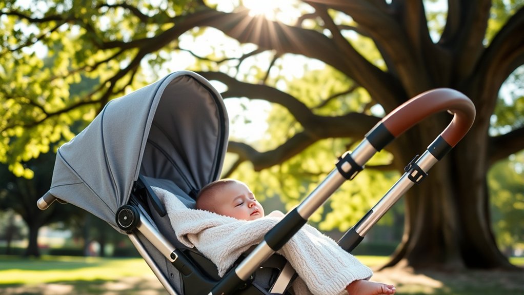 baby sleeping in stroller
