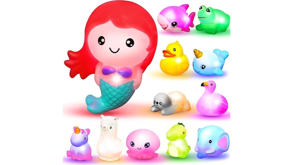 colorful fun glowing bath toys