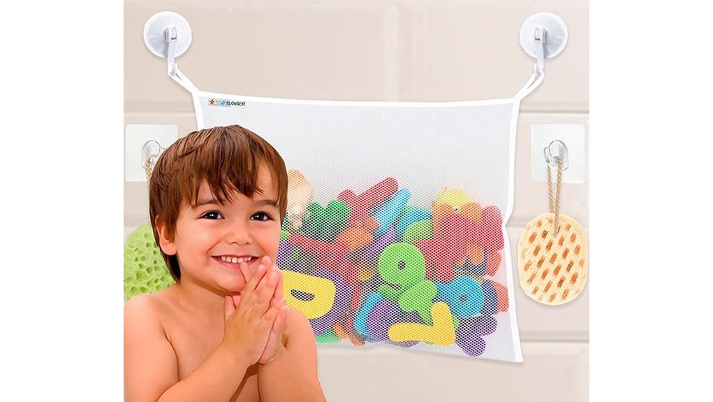spacious bath toy storage