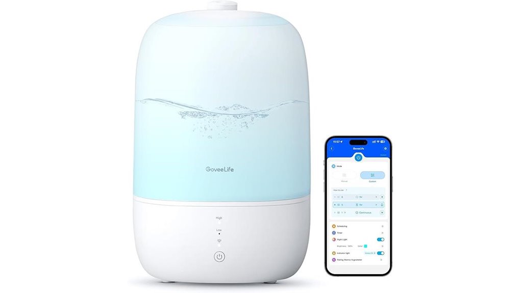 wifi enabled humidifier with light