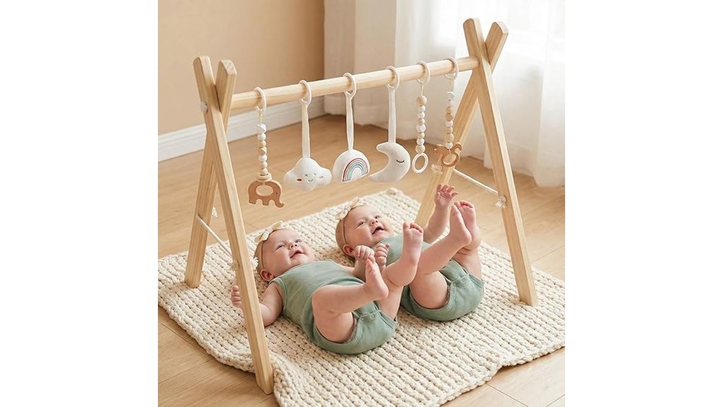 engaging wooden baby gym